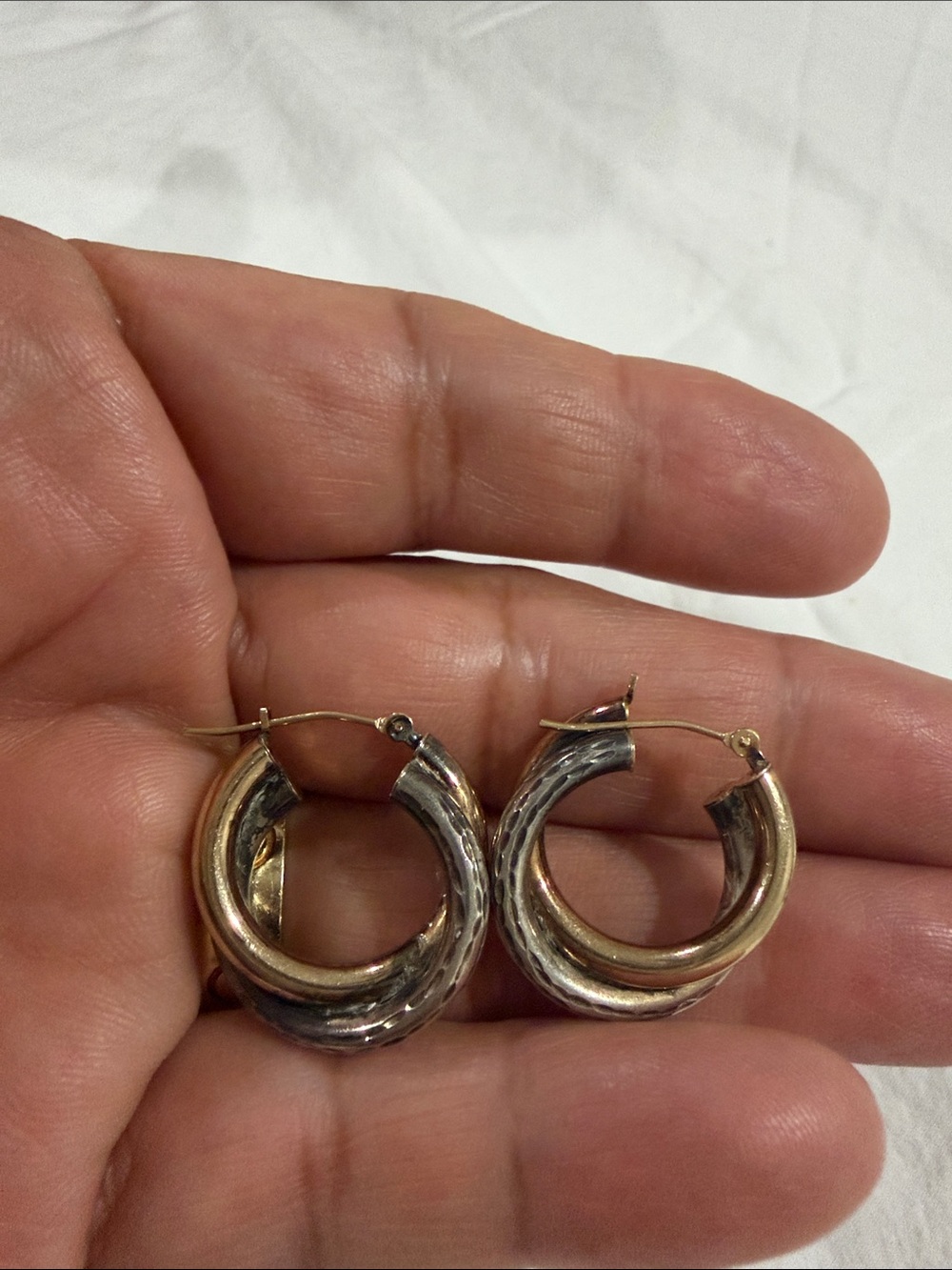 Tri-Tone Hoop Earrings – Gold, Silver, and Rose Gold Finish